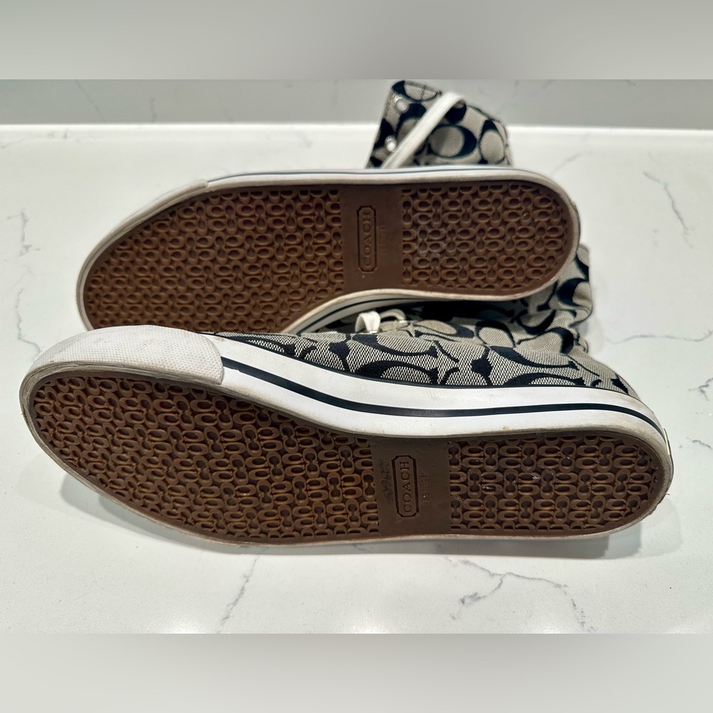 Coach Booney High-Top Sneakers with Monogram and Plaid Pattern - size 8.5B - Picture 6 of 6